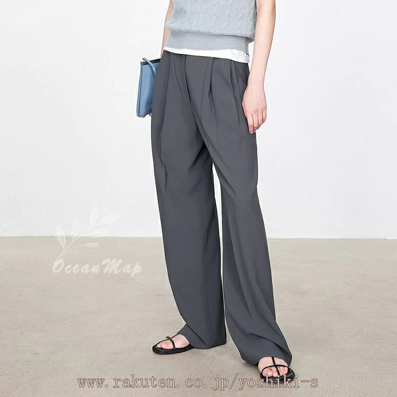 タックパンツ レディース ワイドパンツ 春夏秋 ボトムス ワイド パンツ きれいめ カジュアル ストレートパンツ ロングパンツ タック スラックス ロング スーツパンツ 美シルエット ハイウエスト マ