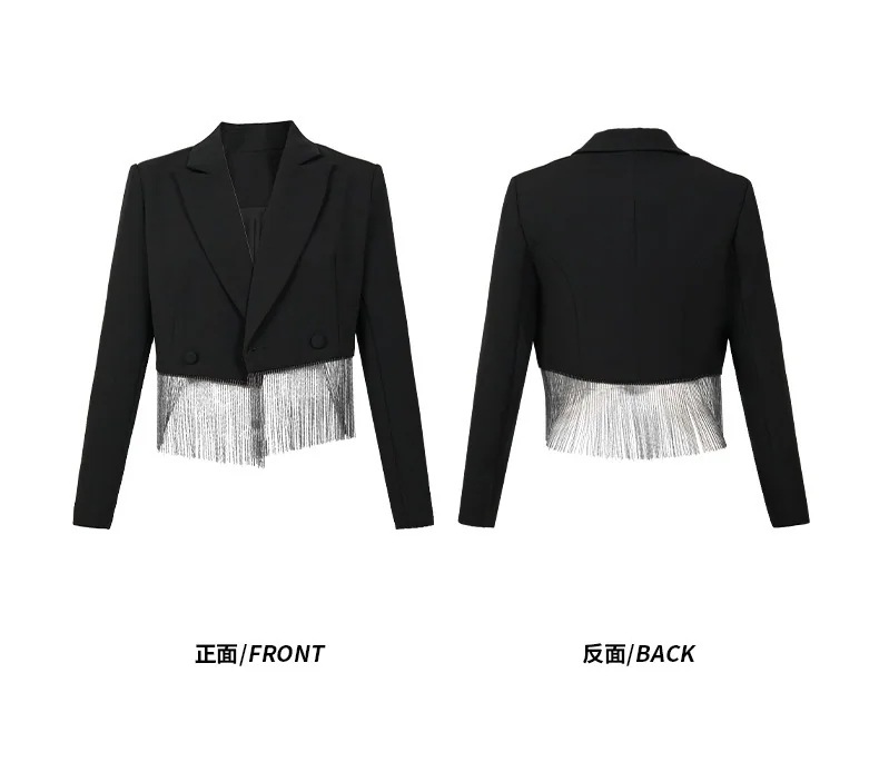 GORGEGORGE【Gorge.上品】 2024春 フリンジ スーツトップス 短い丈 スートコート ショート おしゃれ レディース トップス