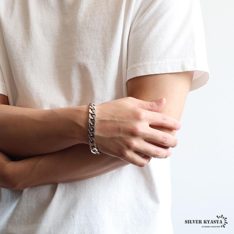 シルバー925 なめらかな喜平チェーンブレスレット 幅12mm [bs294-12mm]