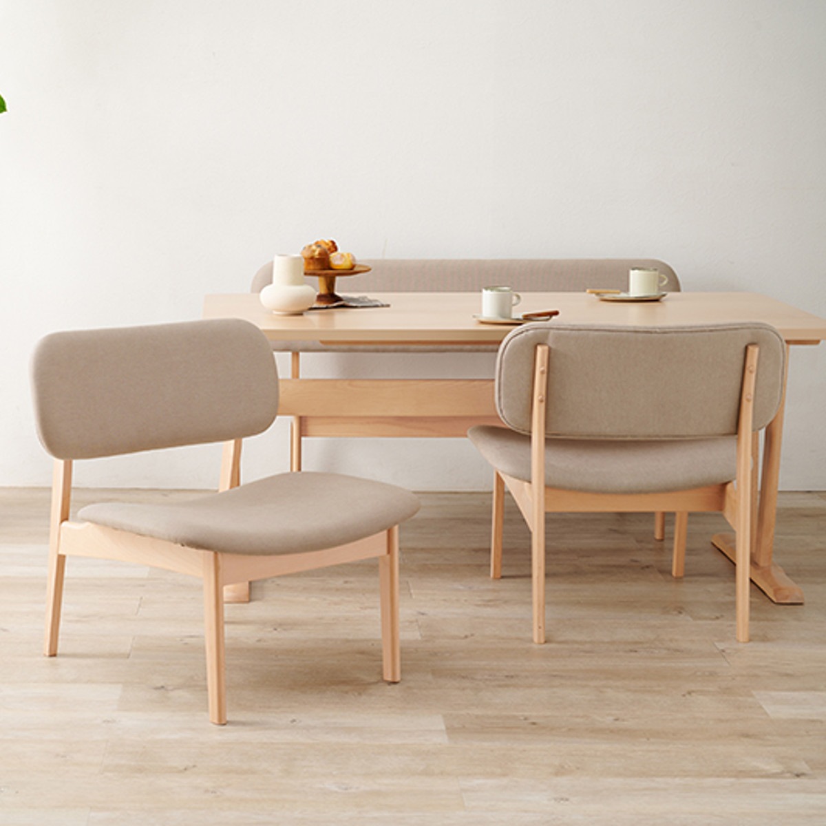 ダイニングテーブルセット 4人掛け ベンチ チェア 4点セット ダイニング セット テーブル 高さ 65cm ロータイプ ダイニングベンチ 椅子 木製 食卓 長方形 木目調 天然木 北欧風