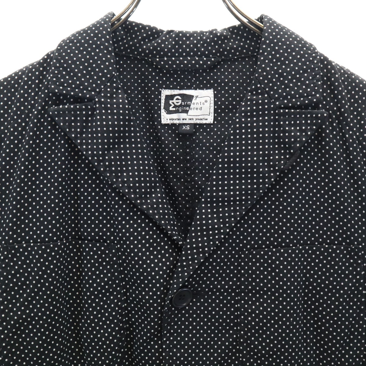 ENGINEERED GARMENTS エンジニアドガーメンツ USA製 ドット柄 テーラードジャケット XS 黒 水玉 メンズ 古着