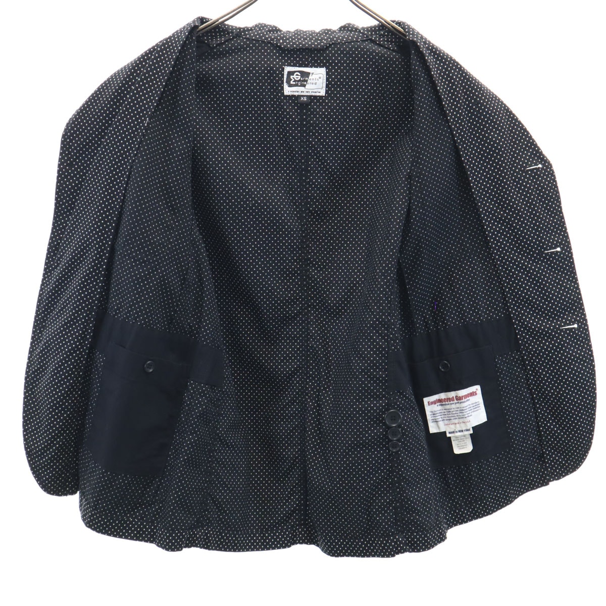 ENGINEERED GARMENTS エンジニアドガーメンツ USA製 ドット柄 テーラードジャケット XS 黒 水玉 メンズ 古着