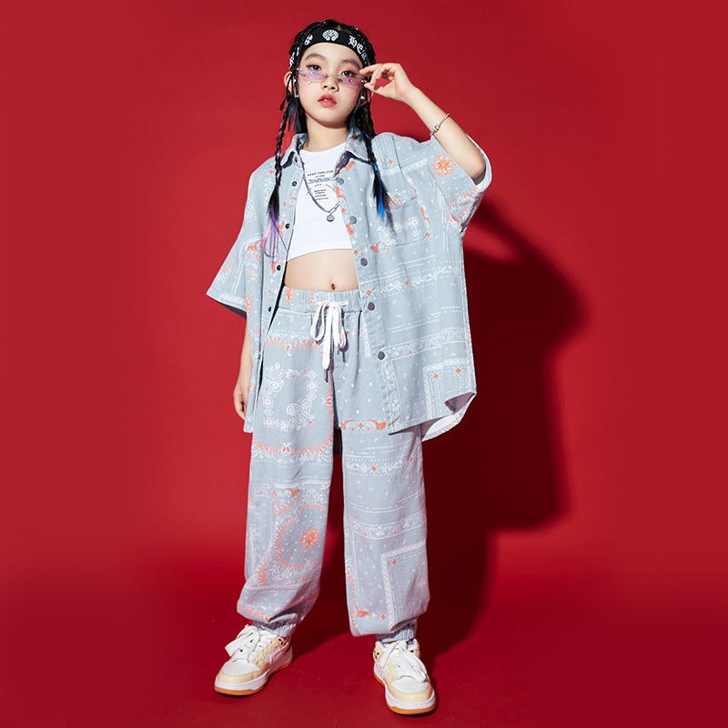 ストリートダンスのスーツの男の子のファッション服の子供のヒップホップの街のhiphopの子供服の夏のゆったりした女の子のショーの公演服
