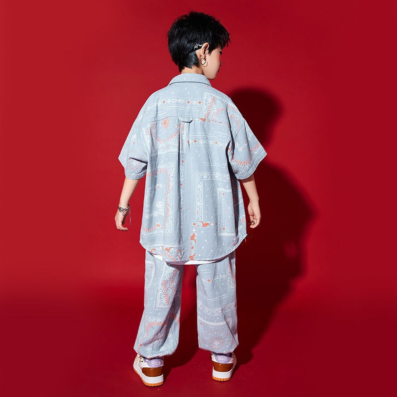 ストリートダンスのスーツの男の子のファッション服の子供のヒップホップの街のhiphopの子供服の夏のゆったりした女の子のショーの公演服