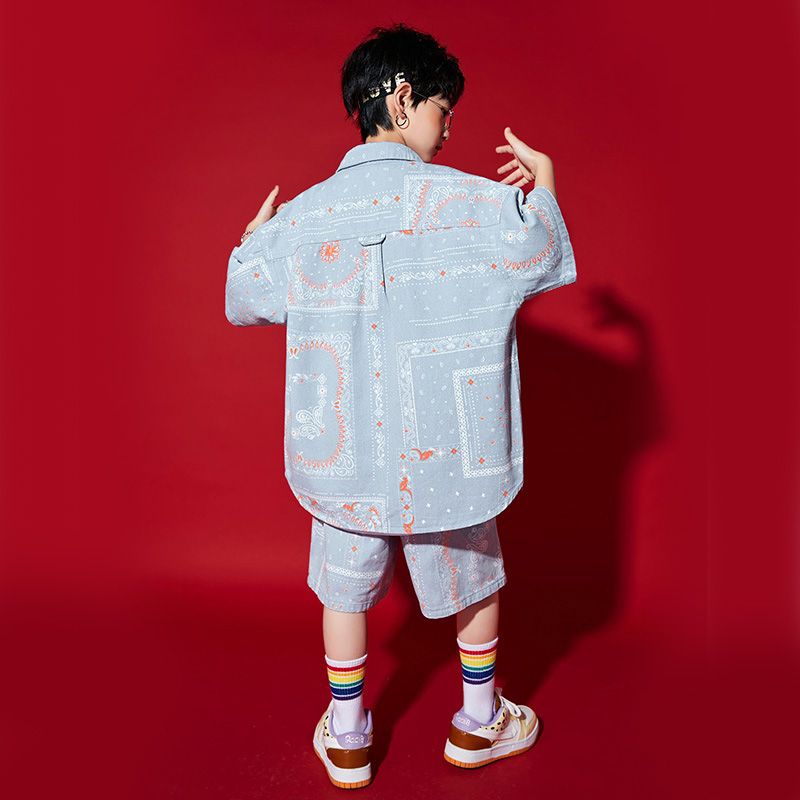 ストリートダンスのスーツの男の子のファッション服の子供のヒップホップの街のhiphopの子供服の夏のゆったりした女の子のショーの公演服