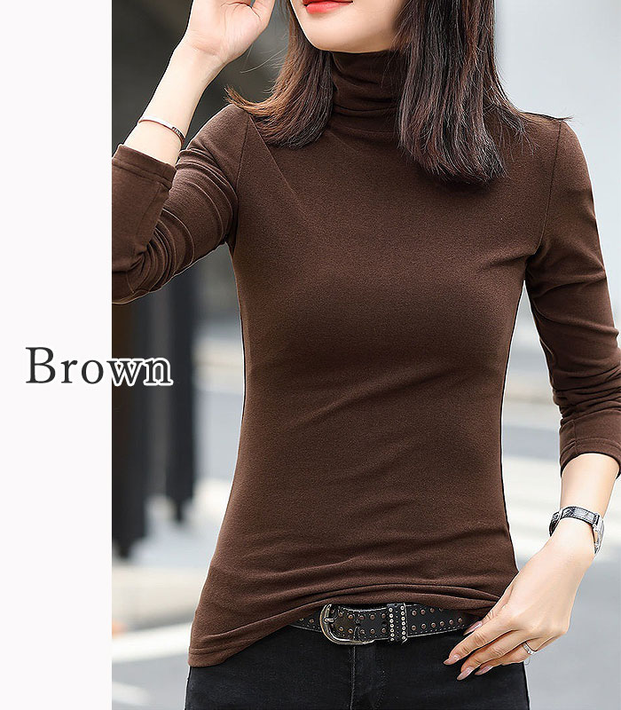 トップス カットソー ハイネック タートルネック インナー レイヤード 長袖 シャツ 重ね着 秋冬^^