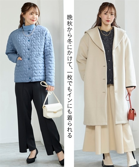 ジャンパー・ブルゾン 大きいサイズ 中綿ハートキルティングジャケット はっ水