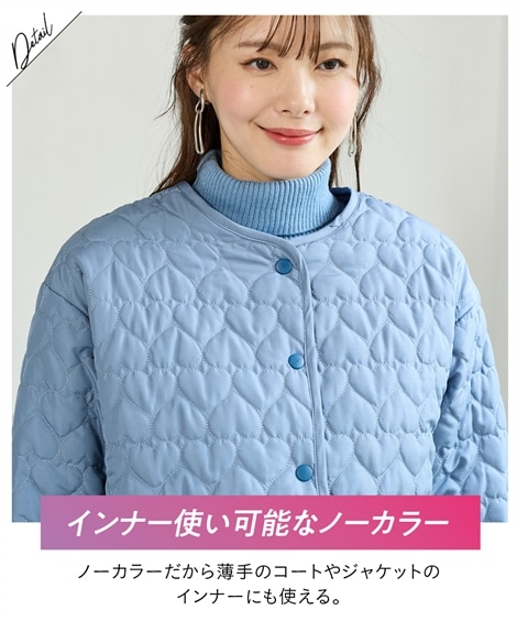 ジャンパー・ブルゾン 大きいサイズ 中綿ハートキルティングジャケット はっ水