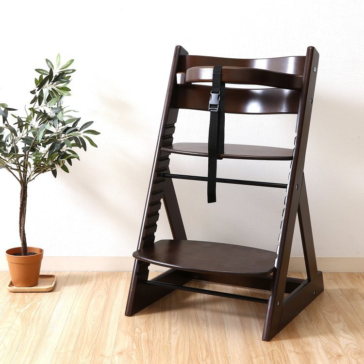 ベビーチェア おしゃれ グローアップチェア 幅45×奥行50.5×高さ78.5cm ブラウン ベビーチェア ハイチェア グローアップ チェア 子供 椅子 木製 高さ調節 キッズチェア いす 赤ちゃん キッズ 天然 14段階調節可能  マジカルチェア 子供 イス 昇降 チェアー 安全 ベルト付き 子供用 | こどもラボ