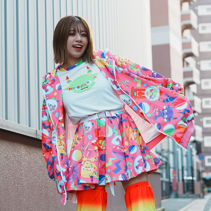 ACDC RAG カプセルモンスター ZIPパーカー 原宿系 デコラ ポップ 大きいサイズ ユニセックス