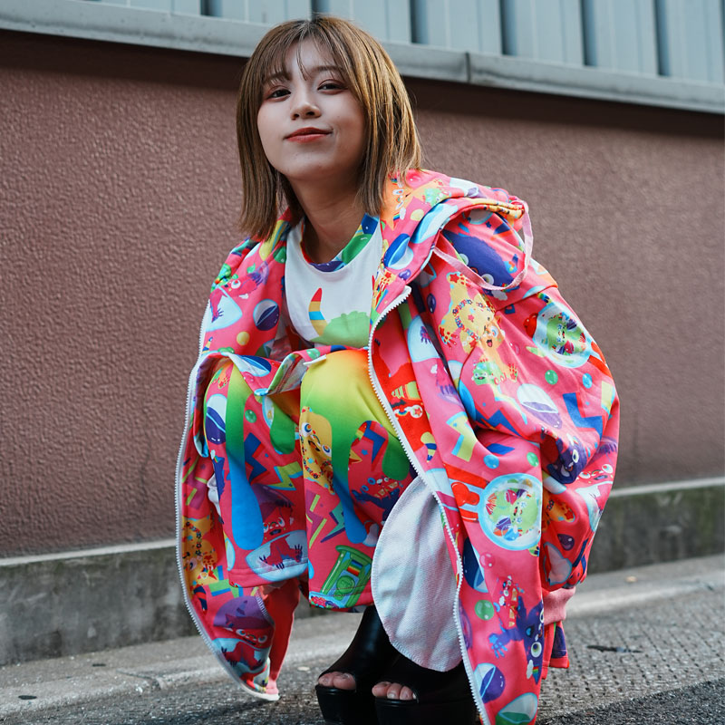 ACDC RAG カプセルモンスター ZIPパーカー 原宿系 デコラ ポップ 大きいサイズ ユニセックス