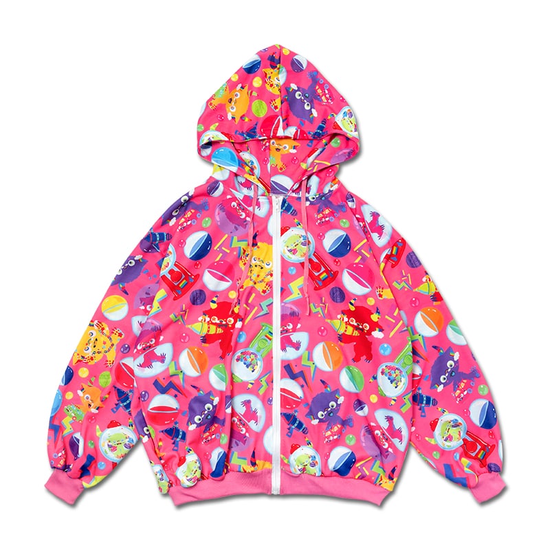 ACDC RAG カプセルモンスター ZIPパーカー 原宿系 デコラ ポップ 大きいサイズ ユニセックス