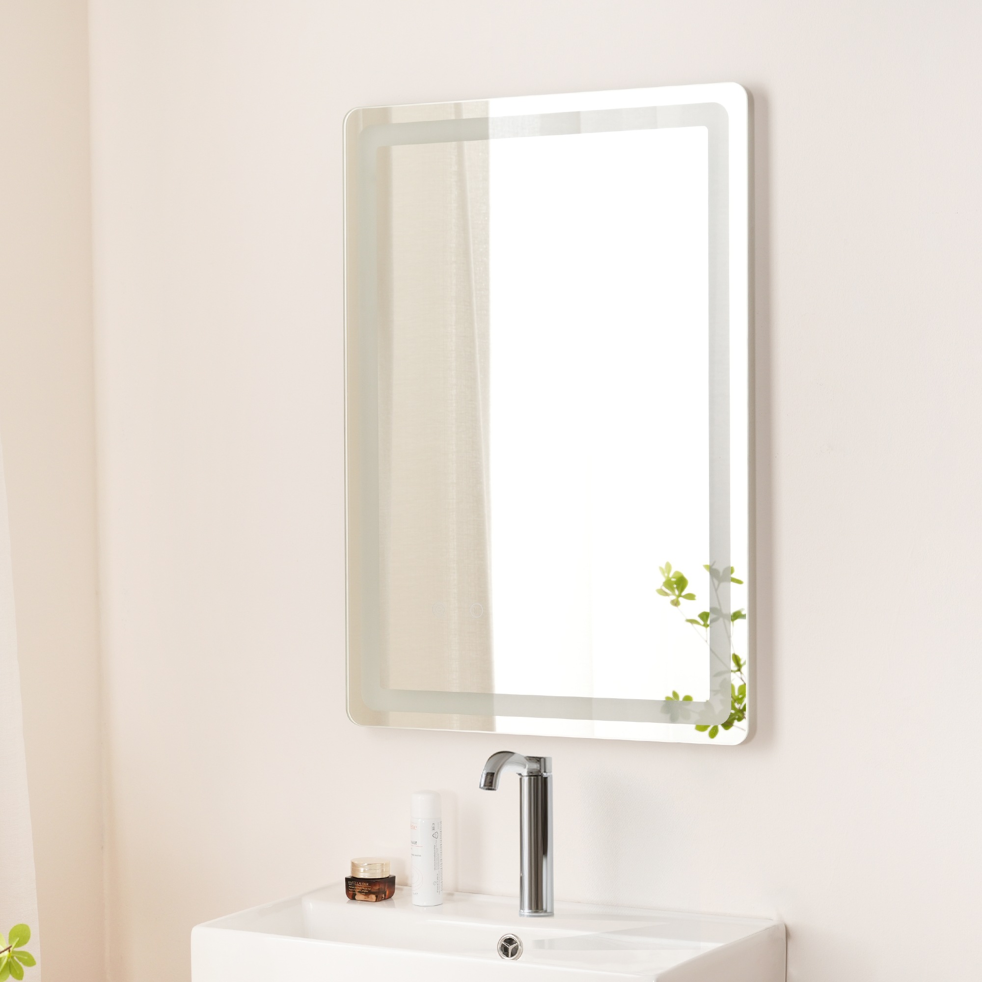 【国内即発送】455 LED浴室ミラー 角型 50*70CM 横掛け縦掛け可能 ウォールミラー 洗面ミラー 化粧鏡 壁掛け鏡 照明付き ドレッサー 洗面所 洗面台 省エネ 明るさ調整 曇り防止機能 照