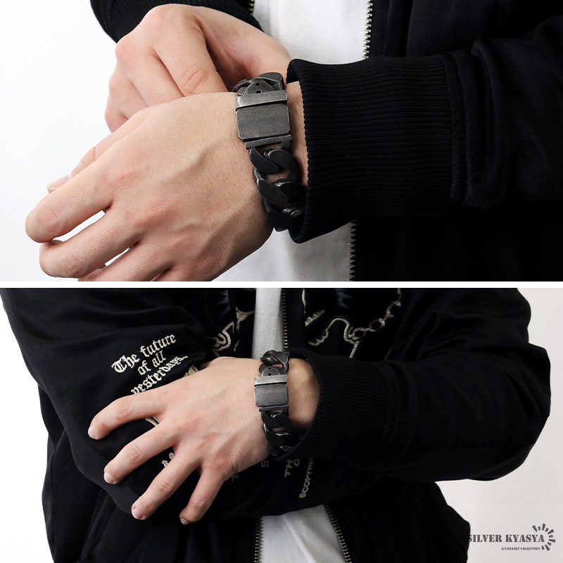 ステンレス ベルトバックル喜平 ブラック [b574]