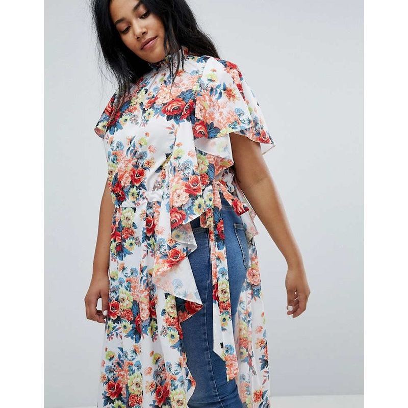 エイソス レディース トップス【ASOS CURVE Asymmetric Longline Top in Floral Print】Multi エイソス レディース トップス【ASOS CURVE Asymmetric Longline Top in Floral Print】Multi