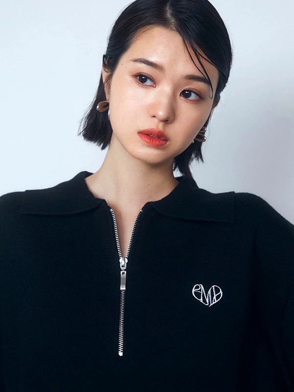 EMODA エモダ ハーフジップ オーバー ミニ ワンピース レディース EMD ハート ロゴ 刺繍 ハーフジップ ワンピ042450370101 EMODA エモダ ハーフジップ オーバー ミニ ワンピース レディース EMD ハート ロゴ 刺繍 ハーフジップ ワンピ042450370101