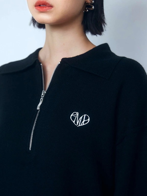 EMODA エモダ ハーフジップ オーバー ミニ ワンピース レディース EMD ハート ロゴ 刺繍 ハーフジップ ワンピ042450370101 EMODA エモダ ハーフジップ オーバー ミニ ワンピース レディース EMD ハート ロゴ 刺繍 ハーフジップ ワンピ042450370101