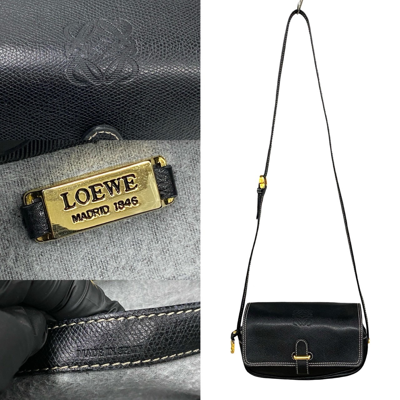 ヴィンテージ アナグラム ロゴショルダーバッグ レザー ブラック 31699