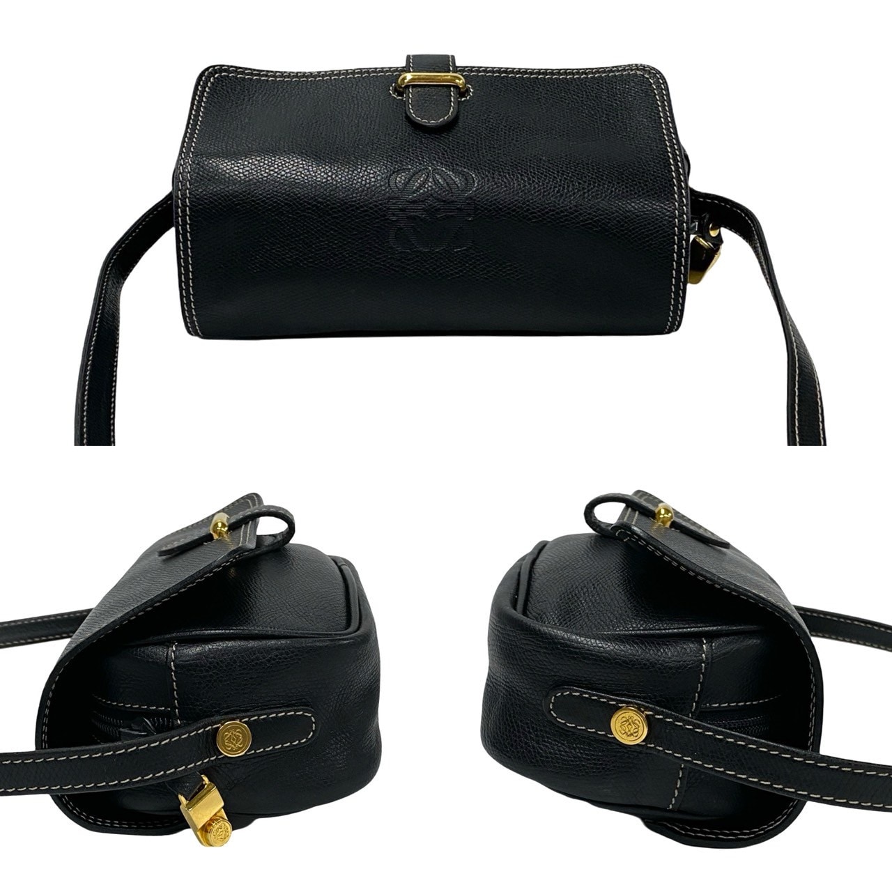 ヴィンテージ アナグラム ロゴショルダーバッグ レザー ブラック 31699