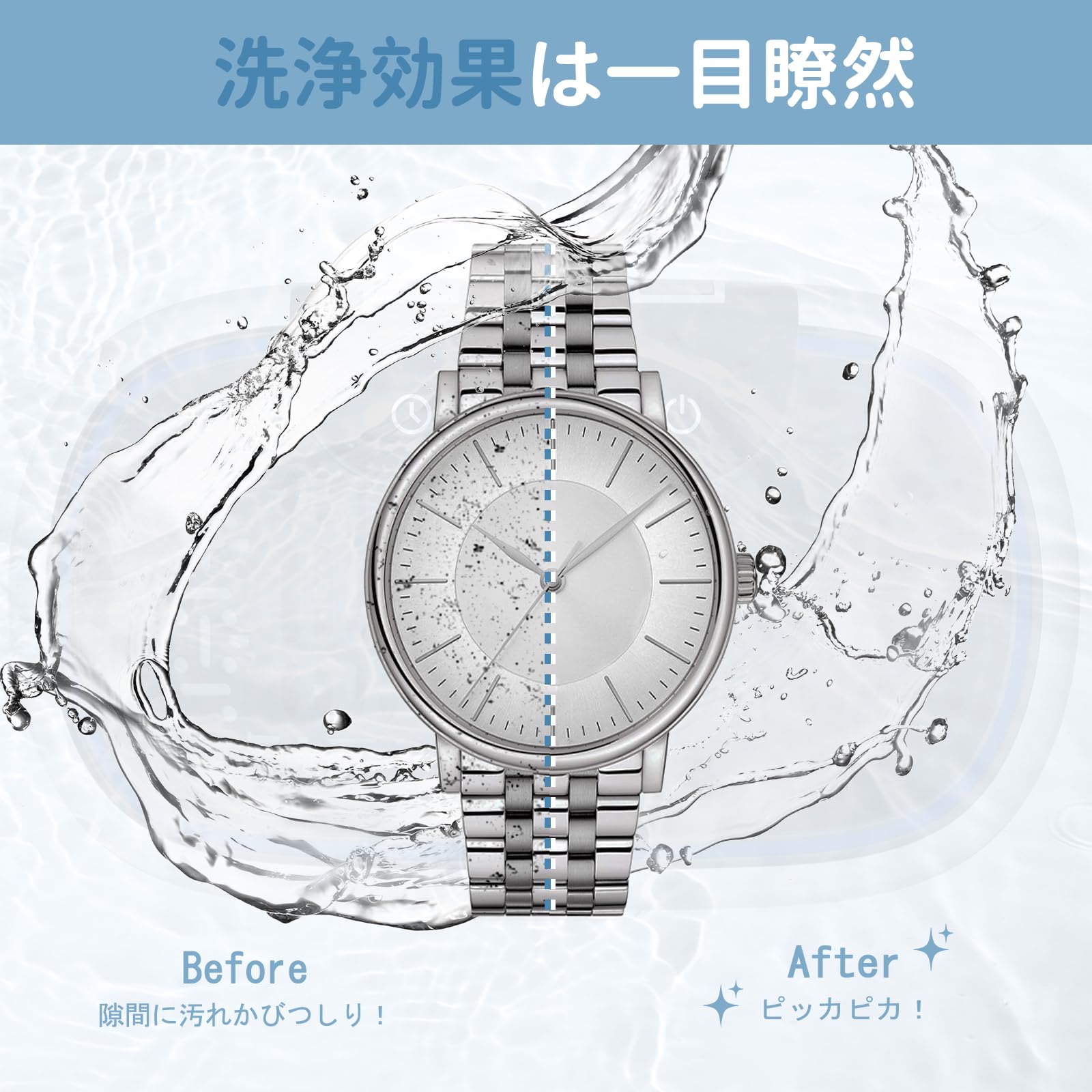 Fashome 超音波洗浄機 45000Hz 550ml 小型超音波洗浄器 ３段階パワー切替 5段階タイマー設定 メガネ洗浄機 DEGASモード アクセサリー 貴金属 時計 入れ歯 メガネ 日用小物