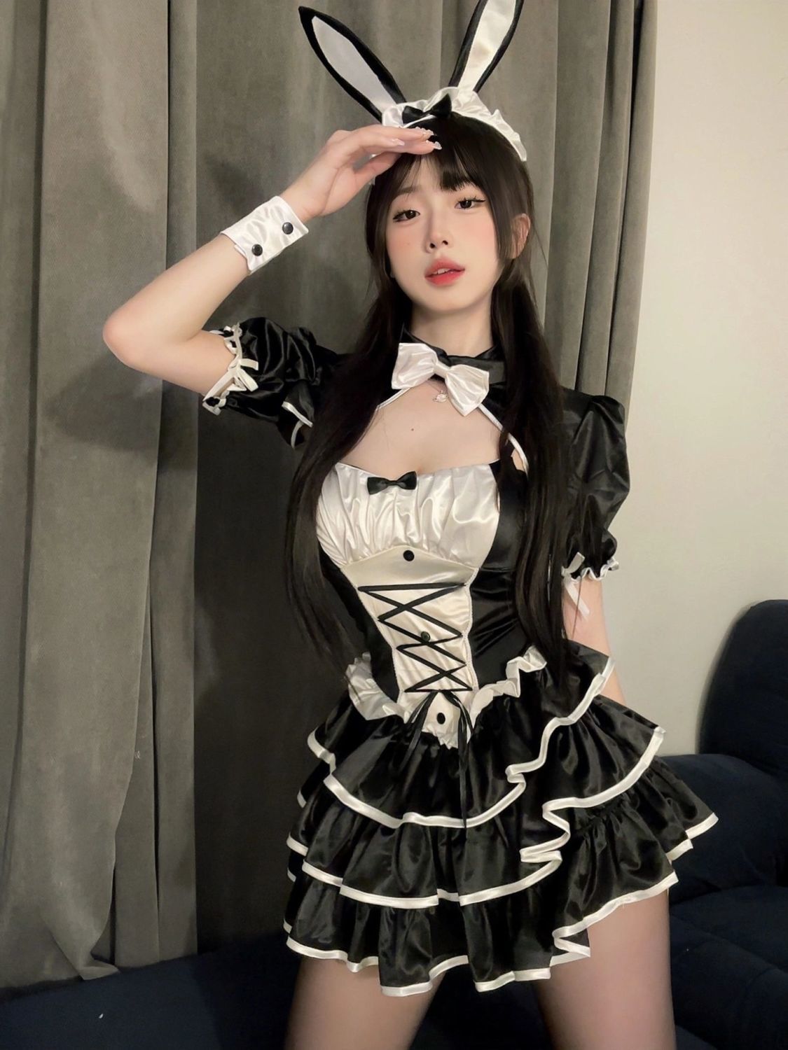 本日の限定商品バレエガール 甘辛絶妙 バニーガール ウエストホルタードレス 蝶ネクタイカーディガンショートジャケットセット ハロウィン コスプレ コスプレ ハロウィ ハロウィン衣装 ハロウィン コスプ