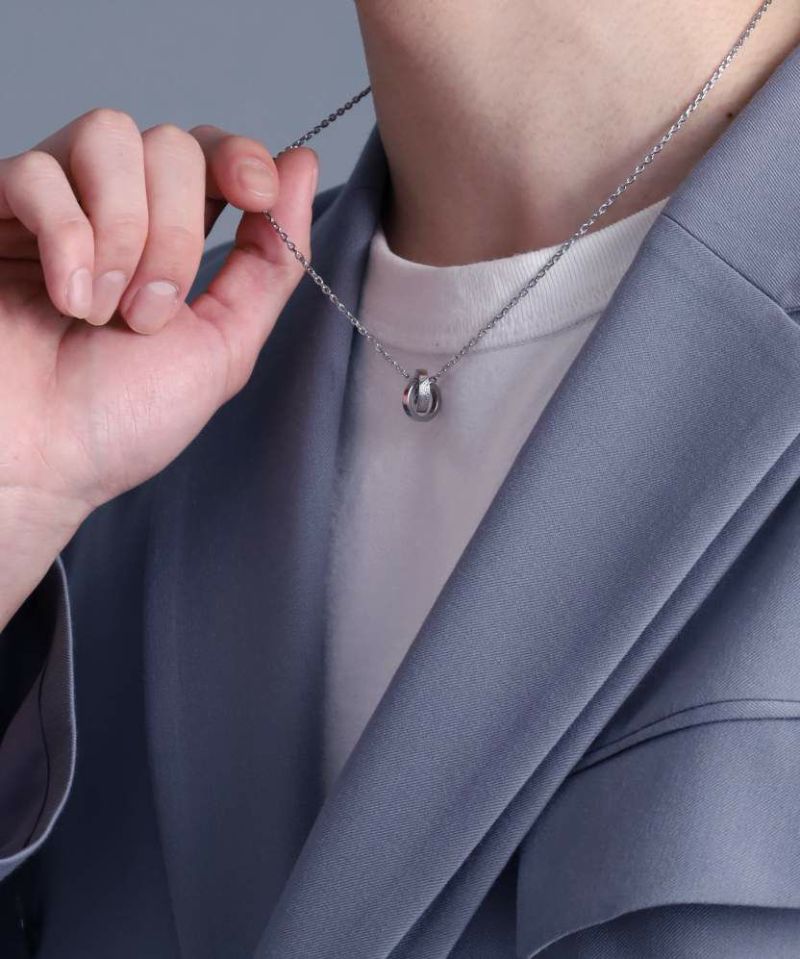 LH-1 SAND ダブルリングネックレス サージカルステンレス316L 金属アレルギー対応 03NE059ASV ステンレスネックレス メンズ 人気 LH-1 SAND ダブルリングネックレス サージカルステンレス316L 金属アレルギー対応 03NE059ASV ステンレスネックレス メンズ 人気