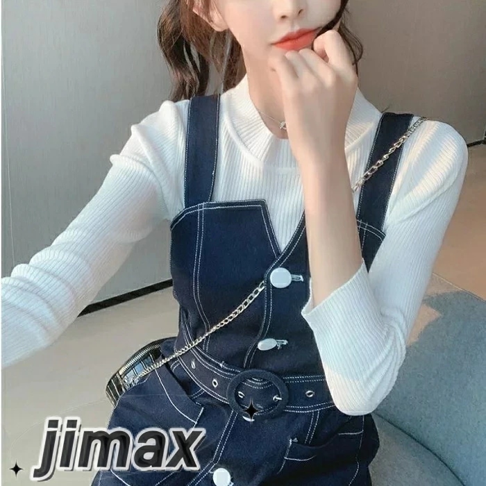 デニムワンピース レディース カジュアル おしゃれ 膝丈 デニムスカート ジャンパースカート ワンピース ひざ丈 フロントボタン スリット カジュアル お出かけ デート レジャー ブルー かっこいい