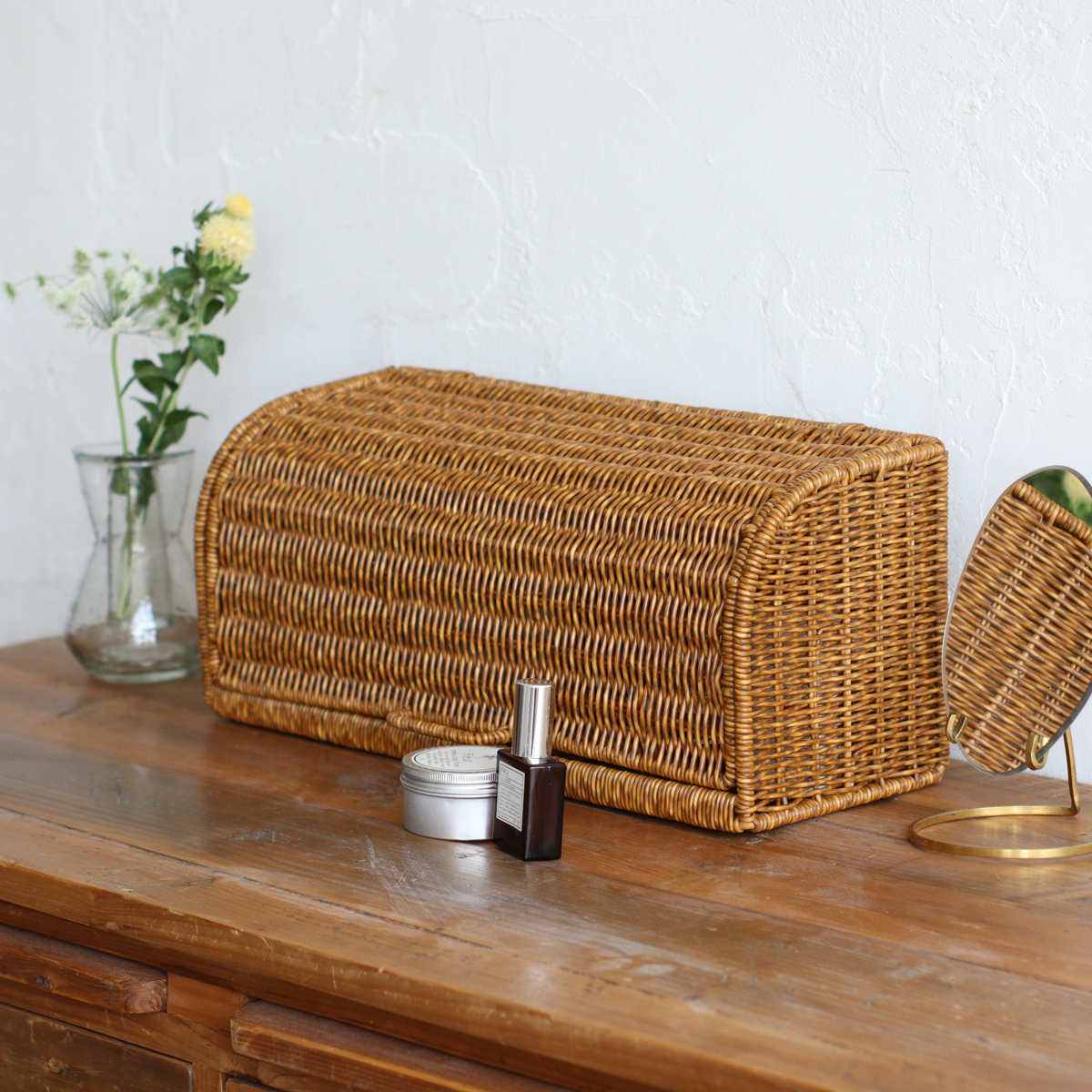ユティル ブレッドケース ロング 洗える 調味料ラック パンケース ブレッドボックス パン入れ 収納ケース パン 食パン 入れ 食パンケース キッチン 収納 かご カゴ 籠 籐かご風 小物収納