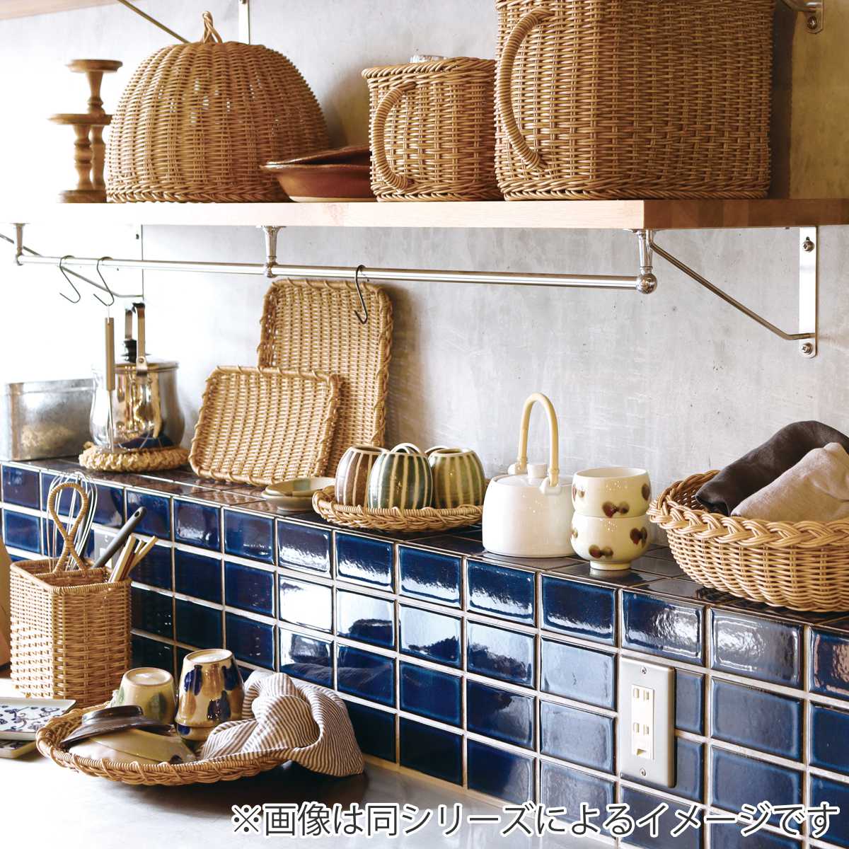 ユティル ブレッドケース ロング 洗える 調味料ラック パンケース ブレッドボックス パン入れ 収納ケース パン 食パン 入れ 食パンケース キッチン 収納 かご カゴ 籠 籐かご風 小物収納