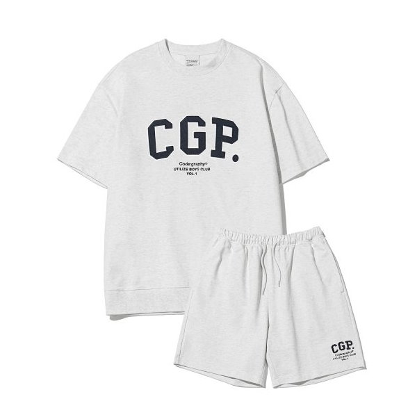 【Seventeen ホシ着用】CGPアーチロゴ半袖クルーネックセットアップ 半袖Tシャツ 半袖 プリント ストリート 韓国公式正規品  韓国ファッション オーバーフィット レディース メン