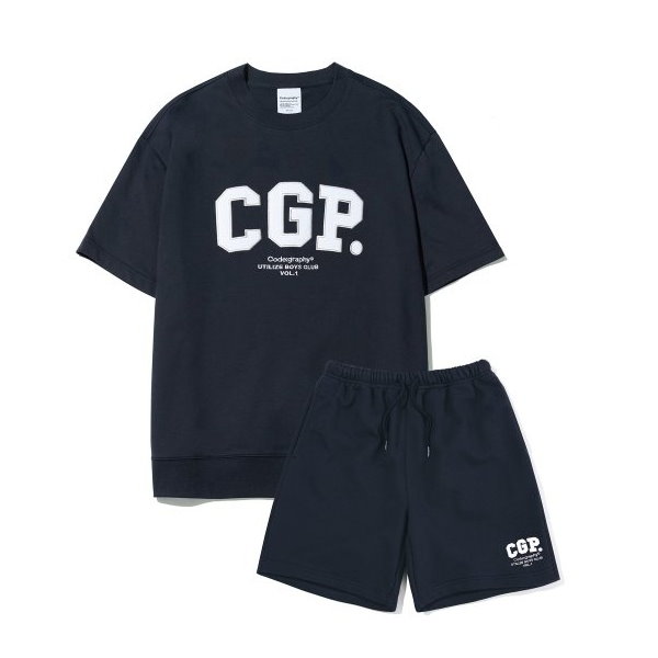 【Seventeen ホシ着用】CGPアーチロゴ半袖クルーネックセットアップ 半袖Tシャツ 半袖 プリント ストリート 韓国公式正規品  韓国ファッション オーバーフィット レディース メン