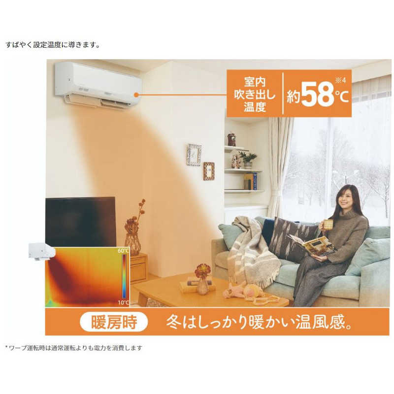 エアコン おもに10畳用 暖ガン ビーバーエアコン SKシリーズ 「フィルター自動お掃除機能付」　SRK2823SK2-W ファインスノー