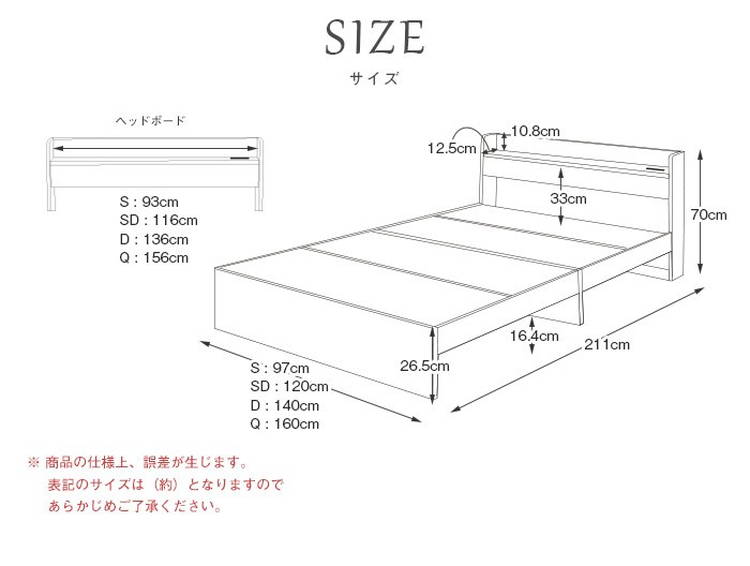 ベッド フレーム マットレス付き クイーン セット RUES Mスペース 宮棚 コンセント付き グレーマットレス