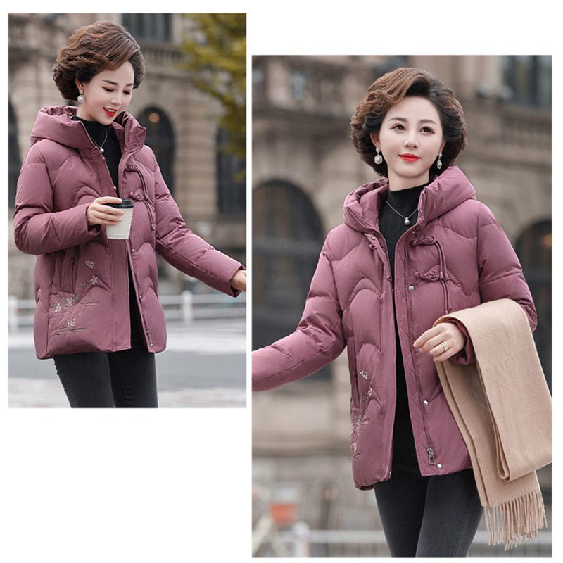 レディース ジャケット ウィンタージャケット 長袖 フード 刺繍 花 花柄 中綿入れ 綿服 保温性 雪対策 厚い 撥水 アウトドア 上着 トップス 婦人 シニアアウター 秋冬用 中高年 50-70代