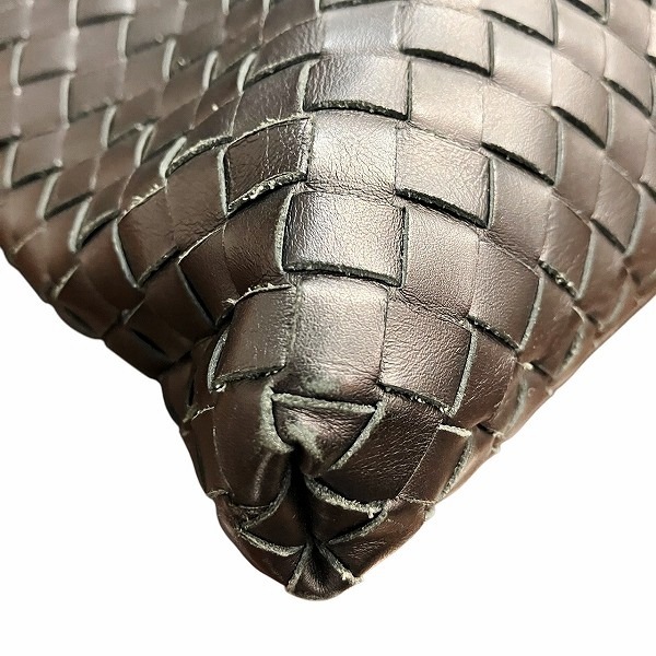 ボッテガ・ヴェネタ イントレチャート 161623 ブラック レザー ショルダーバッグ 【中古】