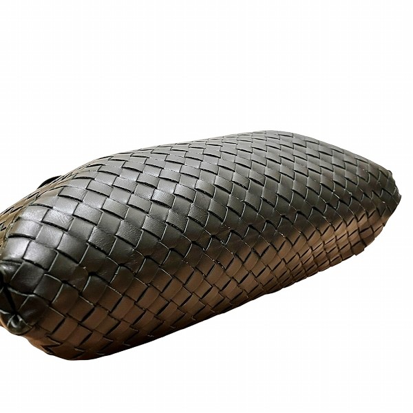 ボッテガ・ヴェネタ イントレチャート 161623 ブラック レザー ショルダーバッグ 【中古】