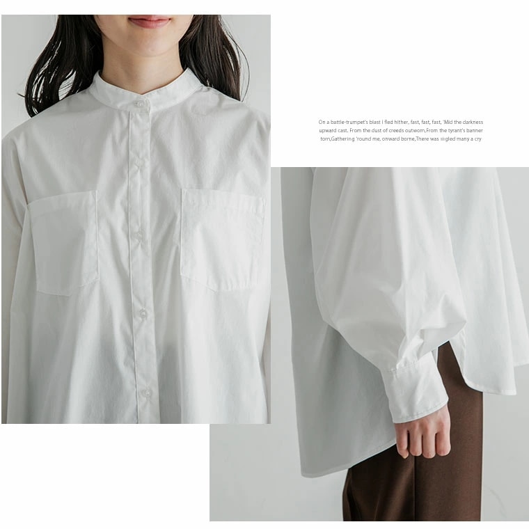 【2/10発売】【LUMFORLE　produced by My:nia】イージーケアUVカット ダブルポケット ノーカラー ストレッチ シャツ [860472]