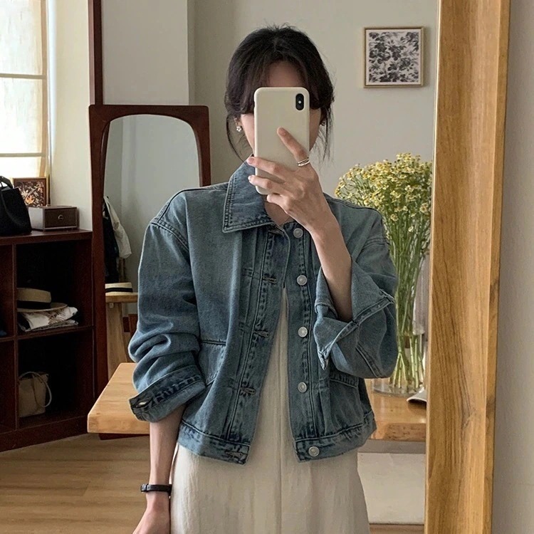 デニムジャケット作ショット丈デニムBFジャケット着痩せ百掛けコーデに役立つ!デニムジャケット デニムジャケット作ショット丈デニムBFジャケット着痩せ百掛けコーデに役立つ!デニムジャケット