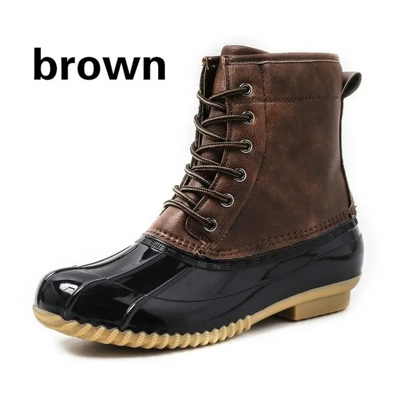 Womens Winter Keep Warm Cotton Shoes Duck Booties Outdoor Waterproof Rain Boots Plus Velvet Ladies F