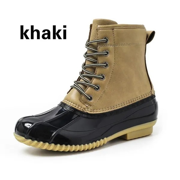 Womens Winter Keep Warm Cotton Shoes Duck Booties Outdoor Waterproof Rain Boots Plus Velvet Ladies F