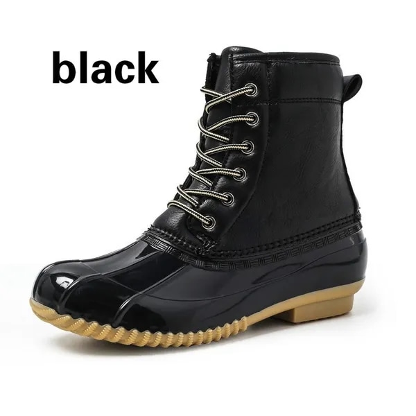 Womens Winter Keep Warm Cotton Shoes Duck Booties Outdoor Waterproof Rain Boots Plus Velvet Ladies F