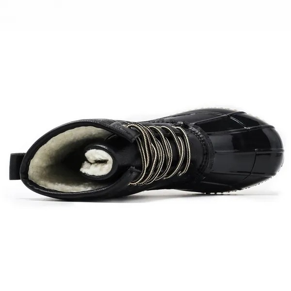 Womens Winter Keep Warm Cotton Shoes Duck Booties Outdoor Waterproof Rain Boots Plus Velvet Ladies F