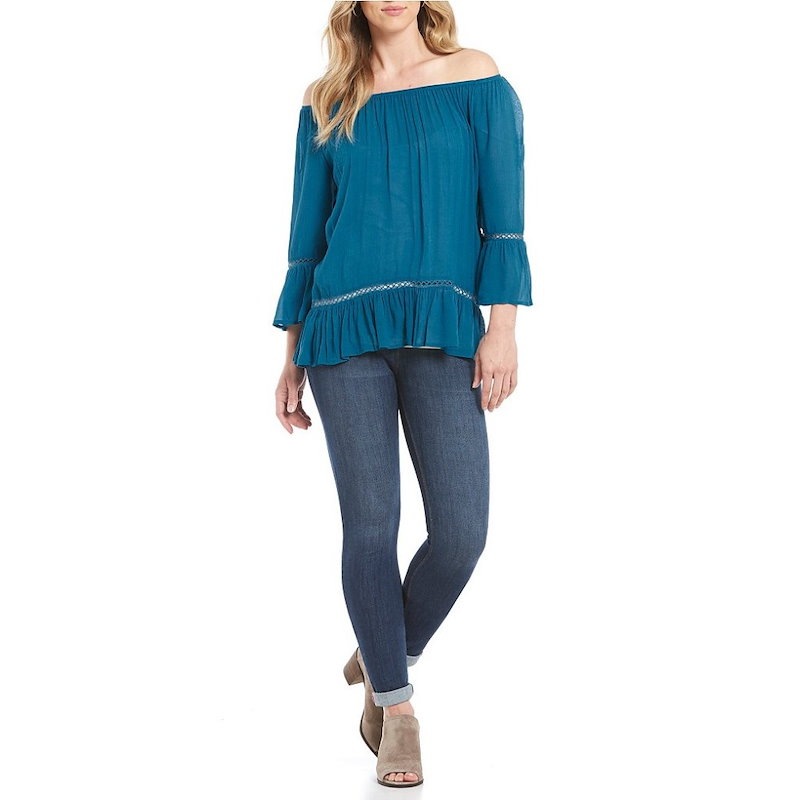 フィーバー レディース トップス ブラウス・シャツ【Fever Off the Shoulder Bell Sleeve Blouse】Lyons Blue フィーバー レディース トップス ブラウス・シャツ【Fever Off the Shoulder Bell Sleeve Blouse】Lyons Blue