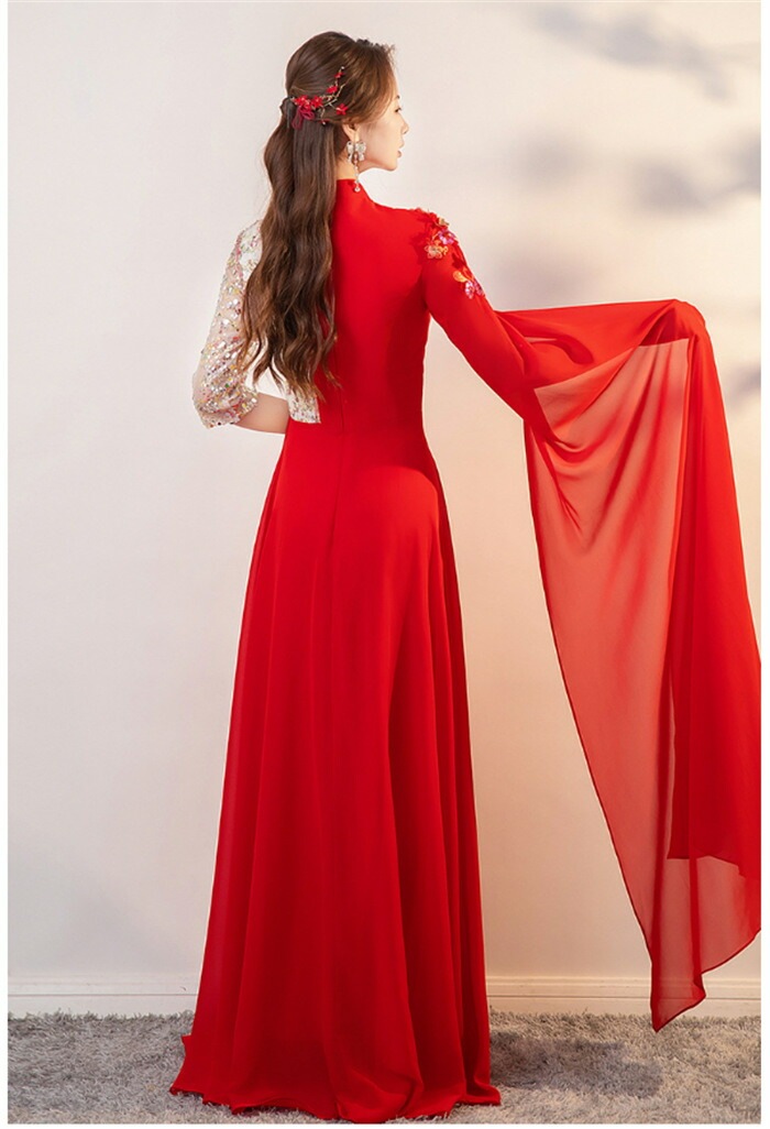 チャイナ風ドレス パーティードレス ウエディングドレス プリンセスドレス 結婚式 ワンピース 二次会 イブイングドレス 立ち襟 演奏会 発表会 ロングドレス 大きいサイズ おしゃれ 上品 大人 フォー