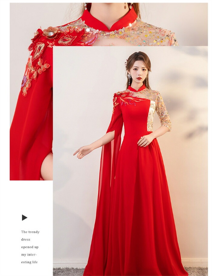 チャイナ風ドレス パーティードレス ウエディングドレス プリンセスドレス 結婚式 ワンピース 二次会 イブイングドレス 立ち襟 演奏会 発表会 ロングドレス 大きいサイズ おしゃれ 上品 大人 フォー