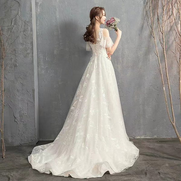 ウェディングドレス 袖あり 白 Aラインドレス 花嫁 二次会 大きいサイズ パーティードレス 披露宴 ブライダル シンプル 結婚式 ロングドレス 演奏会 ウェディングドレス 袖あり 白 結婚式ドレス ドレス ロングドレス Aライン