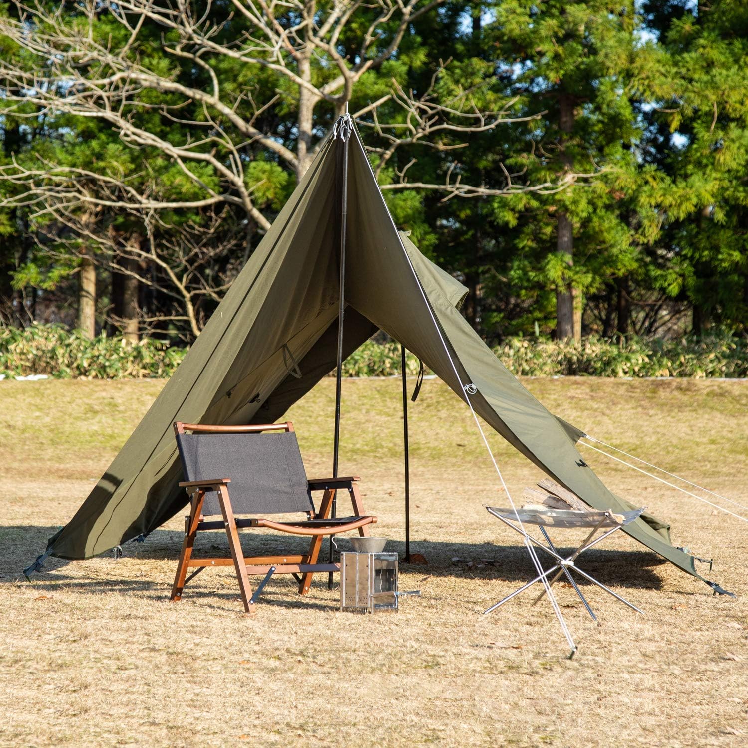 BUNDOK(バンドック) ソロ ティピー 1 TC BDK-75TC 【1人用】 カーキ色 ワンポール テント 混紡綿 フルクローズ スカート巻き上げ式/フロント ウォール BUNDOK(バンドック) ソロ ティピー 1 TC BDK-75TC 【1人用】 カーキ色 ワンポール テント 混紡綿 フルクローズ スカート巻き上げ式/フロント ウォール