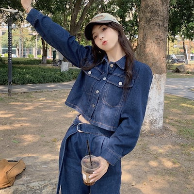 デニムセットアップ　韓国 Qoo10] 韓国 デニム セットアップ レディース : レディース服