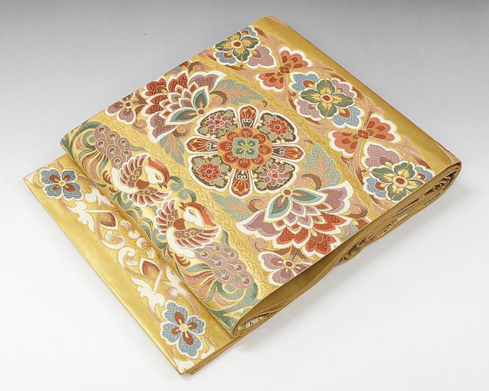 袋帯 新品仕立済 正絹 西陣 京藝謹製 横段唐花鳳凰模様 袋帯 新品 仕立て上がり
