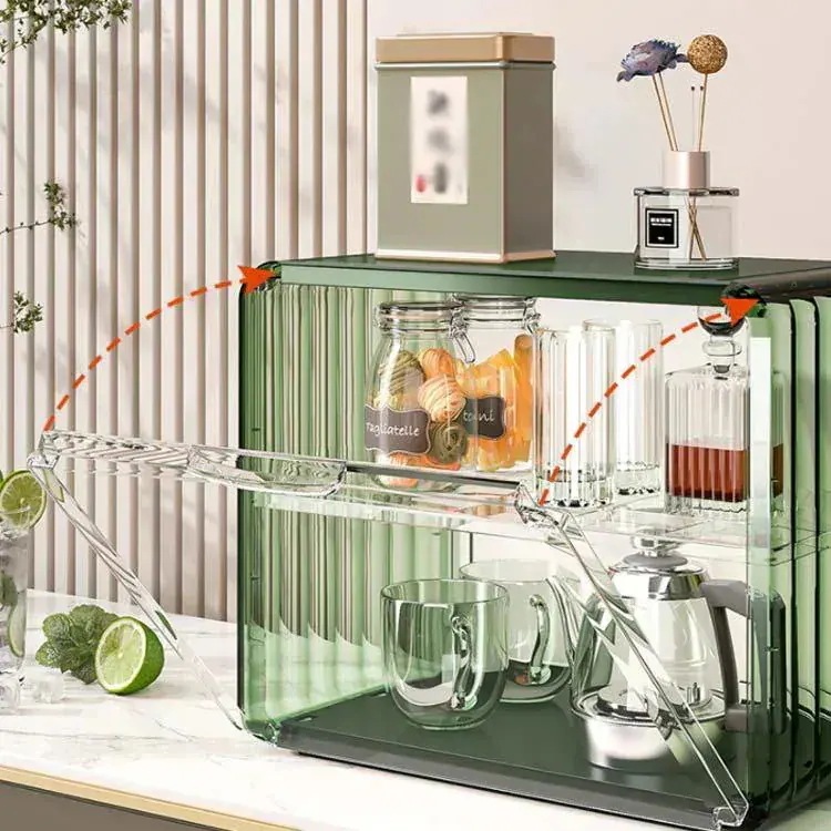 【お勧め商品】ミニ食器棚 2段 キッチン 扉付 ラック 卓上 棚 ロータイプ 収納ボックス 上置き ミニ食器棚 収納ケース おしゃれ 収納 スリム 小さい アンティQ积分取引大好評